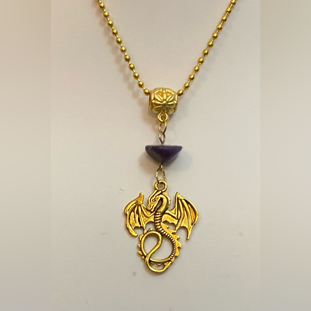 NEW Chinese Marble and a Dragon charm necklace